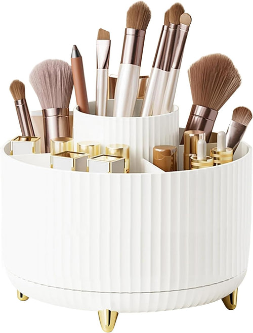 PCKOBEVER Makeup Organizer,Makeup Brush Holder Cosmetic Storager,360ÃÂ° Rotating Brush Organiser Make Up Storage,Portable Lipstick Organiser With 5 Compartments for Dressing Table, Bedroom,Office