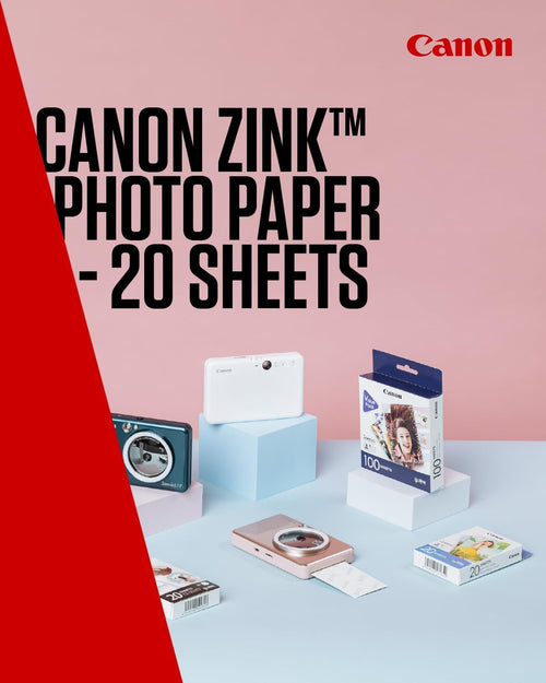 Canon ZinkTM Photo Paper - Sticky-Backed 2x3" Photo Paper (20 x Sheets) - Print Phone Photos for Personalised Stickers