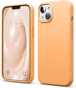 elago Liquid Silicone Case Compatible with iPhone 13 Case (6.1"), Premium Silicone, Full Body Protection - 3 Layer Shockproof Phone Cover, Anti-Scratch Soft Microfiber Lining (Orange)
