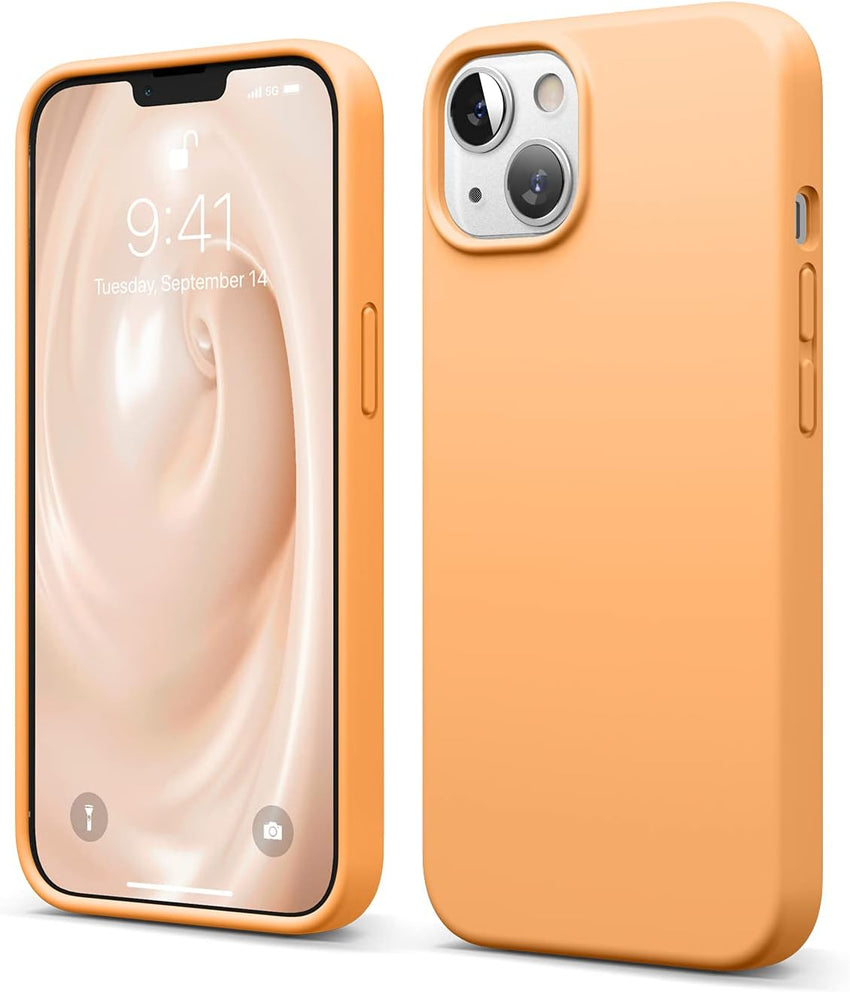 elago Liquid Silicone Case Compatible with iPhone 13 Case (6.1"), Premium Silicone, Full Body Protection - 3 Layer Shockproof Phone Cover, Anti-Scratch Soft Microfiber Lining (Orange)