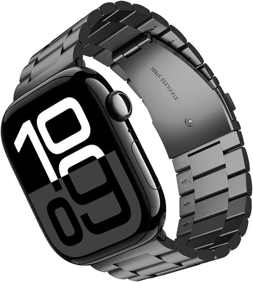 Apple Watch Straps Stainless Steel Compatible with Series 11/10/9/8/7/6/5/4/3/2/1 â Black