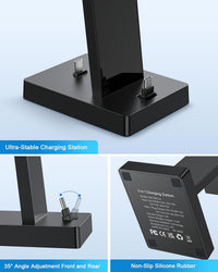 3 in 1 Charging Station - ADADPU iphone and iWatch Charger Stand with 30W USB C Charger Plug, Apple Charging Dock for iphone 16 15 Series, iWatch, Earbuds with USB C Port, Not for Samsung Watch