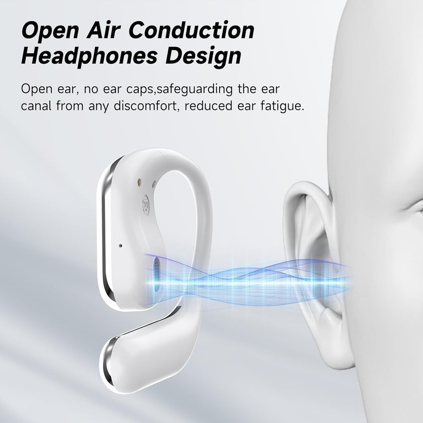 Ultra Open Ear Earbuds - Bone Conduction Headphones Wireless Bluetooth, Waterproof Deep Bass Earphones for Fitness and Running, Secure Fit for Small Ears, Sweat-Resistant for Workouts