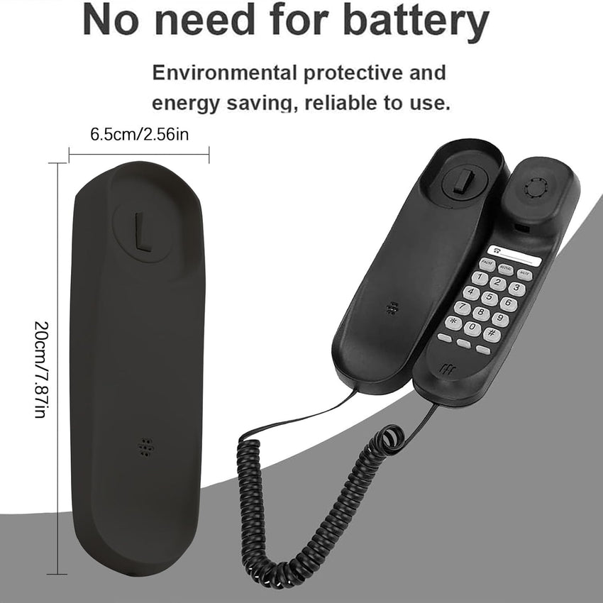 Corded House Phones Landline, Wall/Desk Mountable, Dial Pad on Base, Last Number Redial, Pause, Flash, Black