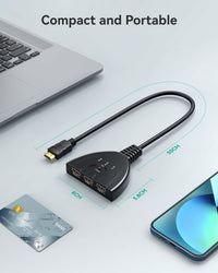 HDMI Switch, GANA Gold Plated 3-Port HD MI Switcher/HDMI Splitter/Supports Full HD1080p/3D with High Speed Cable