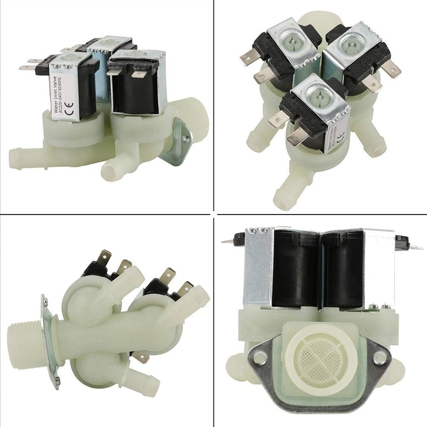 TOPINCN 3-Way Electric Solenoid Valve N/C for Water Inlet AC 220V G3/4 â Brass