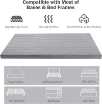 MeMoreCool Roll Up Floor Mattress Double, Portable Futon Mattress, High Density Foam Foldable Mattress with Travel Bag, Floor Lounger Sleep Mat Guest Bed Mattress for Travel, Car Tent, Gray