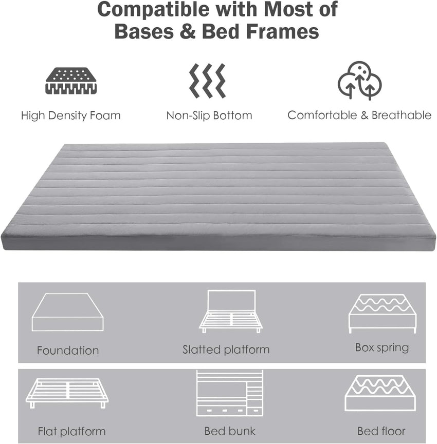 MeMoreCool Roll Up Floor Mattress, Portable Futon Mattress, High Density Foam Foldable Mattress with Travel Bag, Floor Sleep Mat Guest Bed Soft Mattress for Travel, Car Tent, Small Single