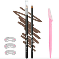 Eyebrow Pencil Set Long Lasting with Stencils Ã¢ÂÂ Brown