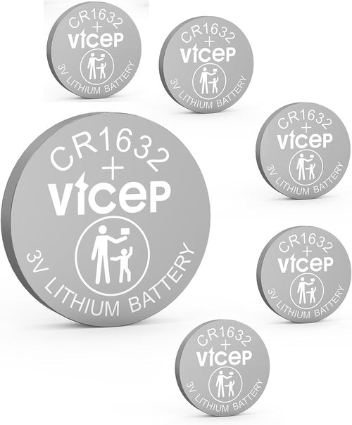 6-Pack CR1632 Battery CR 1632 Batteries 3V Lithium Coin Button Cell Compatible with Car Key Fobs, Watches, Remote Control, Calculator & More, Individual Wrapped