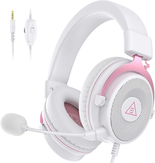 EKSA E900 Wired Gaming Headset for Xbox One - PC Headset with Detachable Noise Cancelling Microphone, 3D Stereo Sound 50mm Driver- Gaming Headphones for Xbox S/X, PS4 PS5, Switch, Laptop (Pink)