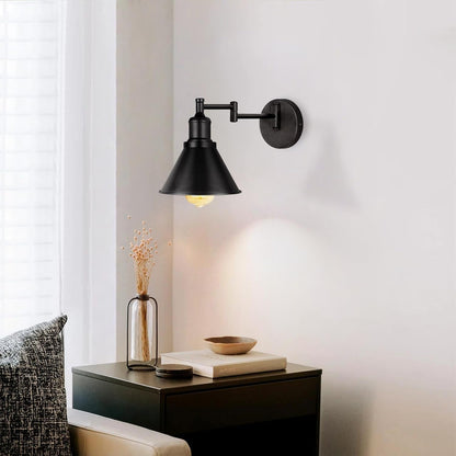 IC INSTANT COACH Industrial Wall Sconce Swing Arm Wall Lights, Black, Adjustable Wall Light, Wall Mounted Lamp Wall Sconce, 1 Light