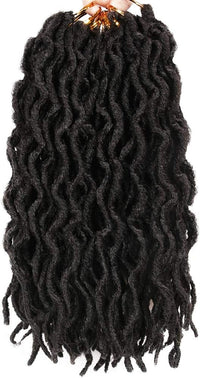 6 Packs Faux Locs Crochet Hair 12 Inch, Wavy Short Nu Locs, Goddess Dreadlocks (20 Roots/Pack) #1B