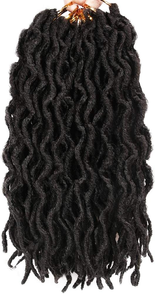 6 Packs Faux Locs Crochet Hair 12 Inch, Wavy Short Nu Locs, Goddess Dreadlocks (20 Roots/Pack) #1B
