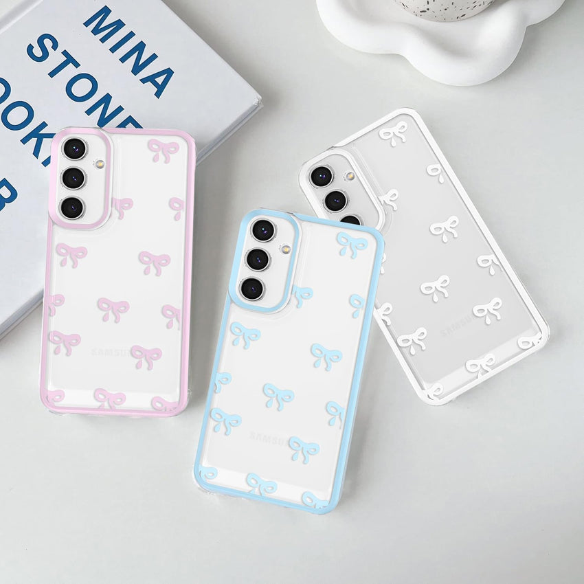 Knoowcase for Samsung Galaxy A35 Case Cute Bowknot Pattern Clear Soft TPU Shockproof Phone Case for Galaxy A35 Women Girls, Slim Fit Silicone Bumper Shell Drop-Protection Transparent Cover,Pink