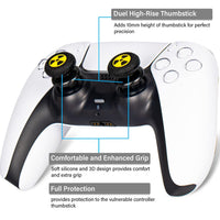 FPS Thumbstick Extender & 3D Texture Rubber Silicone Grip Cover 2 Sets for PS5 Dualsenese & PS4 Controller (Radiation Black)