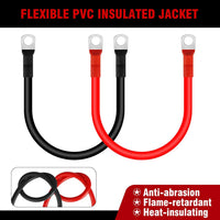 Battery Inverter Cable, Lpluziyyds 2pcs 5AWG/16mm^2 50cm 12V Red and Black Car Battery Charger Cable Leads with M10 Ring Terminals Copper Wire for Truck, Motorcycle, Solar, RV, Marine