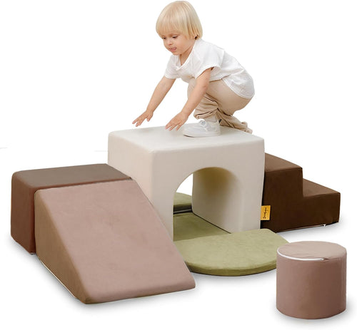 BanaSuper Kids Soft Play Set, Baby Foam Climbing Blocks, Climb and Crawl Foam Blocks, Toddler Indoor Soft Playground for Sensory Motor Skills, Montessori Activity Toys, EN71 Certified, Grey