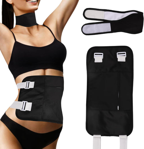 2pcs Reusable Castor Oil Pack Wraps Adjustable Leak-Proof Belt Ã¢ÂÂ Black