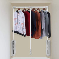 Nisorpa Pull Down Clothes Rail Adjustable 890-1210mm Wardrobe Lift Large Extendable Cloth Hanger Soft Return Storage System with Aluminium Rod Space Saving Weight Capacity 20KG