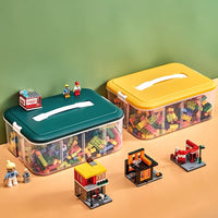 Stackable Toy Storage Case Plastic with Lids & Buckles 1-Tier Yellow