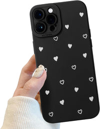 Compatible for iPhone 12 Pro Case, Cute White Black Heart Pattern Case Design for Women Girls, Soft TPU Slim Profile Shockproof Protective Phone Case for iPhone 12 Pro
