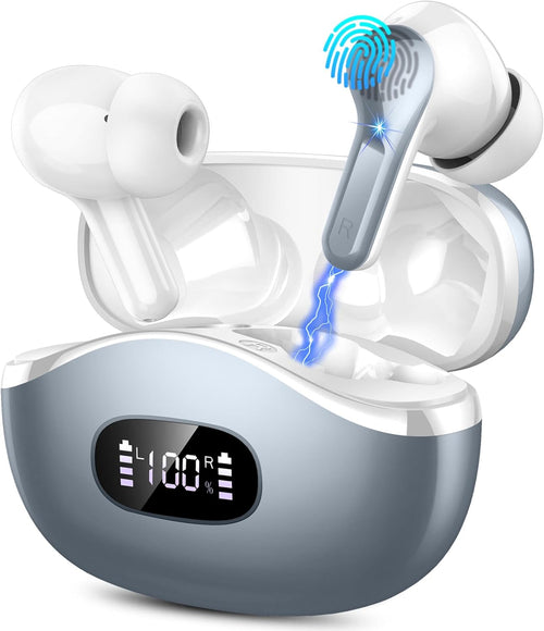 Wireless Earbuds, Bluetooth 5.4 Headphones in Ear with 4 ENC Mic, 40H Wire less Bluetooth Earphones with Deep Bass, HiFi Stereo Wireless Headphones, LED Display EarBuds, USB-C, IP7 Waterproof