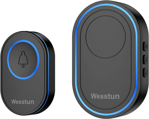 Wireless Doorbell, IP67 Waterproof Plug in Doorbell Wireless Cordless at The Range of 300m with 39 Chimes, 5 Levels V