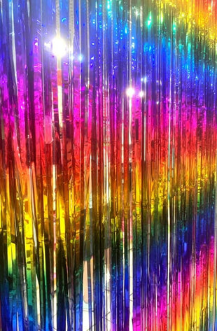 3pcs 2M X 1M Rainbow Multicolour Metallic Tinsel Curtains Aluminum Foil Flow Silk Curtain Background Streamer Birthday Party Wedding Holiday Decoration (Rainbow)