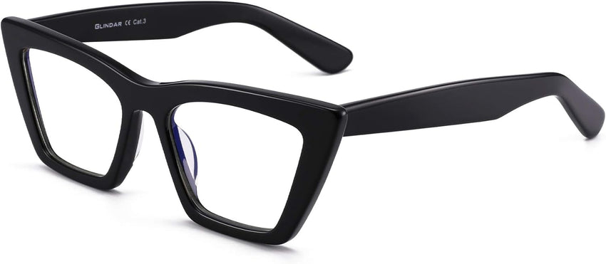 GLINDAR Cat Eye Blue Light Blocking Glasses Vintage Narrow Square Ã¢ÂÂ Black