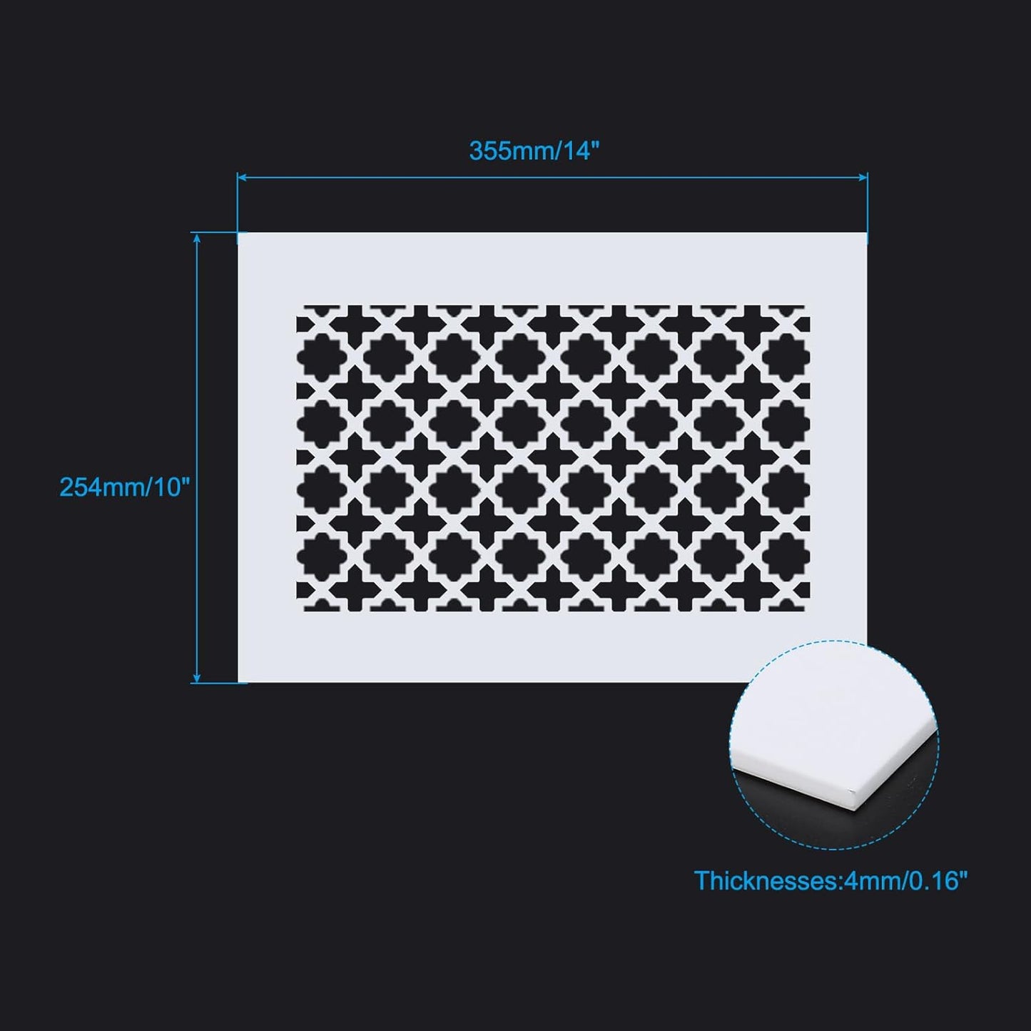 Air Vent Cover Grille Decorative Wall Ceiling Hole Cover 11.5x7.5 Inch Acrylic Glass â White