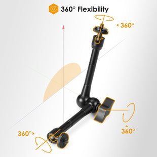 TARION Magic Arm with Super Clamp - Upgraded 11inch/28cm Flexible Camera Articulating Friction Arm Mount & Adjustable Crab Clamp with 1/4" 3/8" Thread Screw for LCD Monitor LED Lights Action Camera