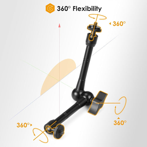 TARION Magic Arm with Super Clamp - Upgraded 11inch/28cm Flexible Camera Articulating Friction Arm Mount & Adjustable Crab Clamp with 1/4" 3/8" Thread Screw for LCD Monitor LED Lights Action Camera