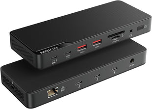 MOKiN Thunderbolt 4 Dock, 12-in-1, Single 8K or Dual 4K @ 60Hz Display, 85W Charging, 3 x 40G Thunderbolt 4, 2 x 10G USB-A, 1 x USB-C (PD 30W), 2.5GbE, Audio, SD/TF 4.0, Compatible for Mac and Windows