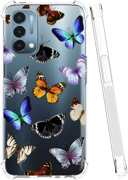 Yerebel Case for Oneplus Nord N200 5G, Clear Flexible Bumper TPU Soft Rubber Silicone Case, Butterfly Design, Drop & Scratch Protection