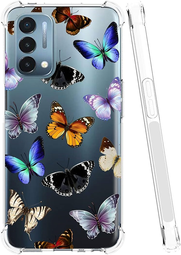 Yerebel Case for Oneplus Nord N200 5G, Clear Flexible Bumper TPU Soft Rubber Silicone Case, Butterfly Design, Drop & Scratch Protection