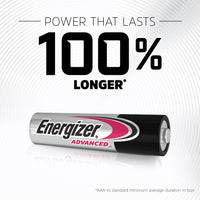 Energizer Advanced - AAA Batteries (12 Pack) - Triple A Battery 1.5V - Up To 100% Longer Lasting - Ideal for High-Drain Devices - 0% Plastic Packaging - 10 Year Shelf Life [Amazon Exclusive]