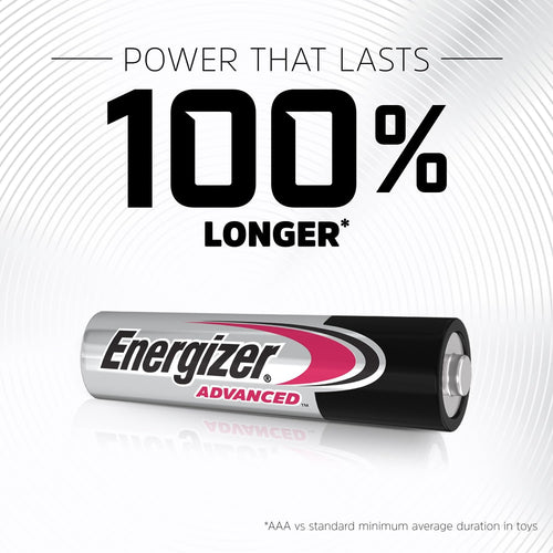 Energizer Advanced - AAA Batteries (12 Pack) - Triple A Battery 1.5V - Up To 100% Longer Lasting - Ideal for High-Drain Devices - 0% Plastic Packaging - 10 Year Shelf Life [Amazon Exclusive]
