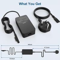 Surface Charger for Microsoft Surface Pro 9/Pro 8/Pro X/Pro 7/Pro 6/Pro 5/Pro 4/Pro 3,Surface Book 3 2/1,Surface Laptop 5/4/3/2/1 Studio, Surface Go Tablet, 65W Windows Surface Laptop Charger