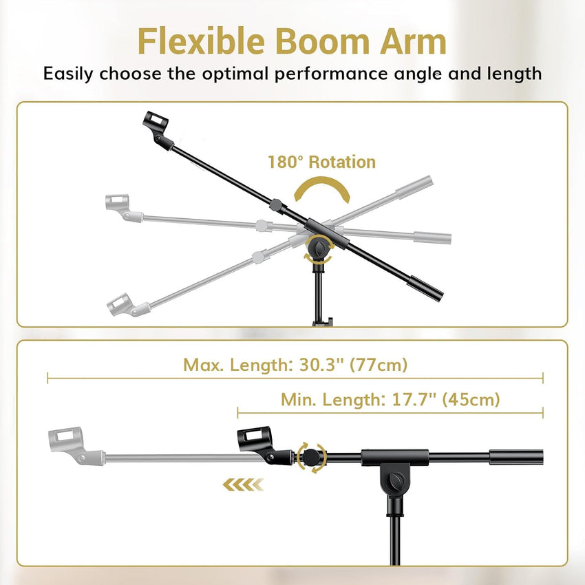 TONOR Microphone Stand with Tablet Holder, Tripod Boom Arm for Floor, Adjustable Height and Angle, Heavy Duty Stand with Carrying Bag, Phone and iPad Clamp, Compatible with Blue Yeti, T35