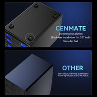 CENMATE 4 Bay Hard Drive Enclosure with Cooling Fan for 2.5/3.5" SATA HDD/SSD With USB A/C 3.0 Cable, 3.5 Hard Drive Enclosure with 80TB Capacity, Supports Hot Swappable(NO RAID/NAS)