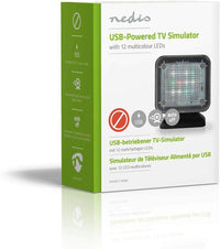 NEDIS TV Simulator Home Security Light with Flashing LED - Deter Intruders - Timer & Dusk Sensor - Low Energy USB Powered