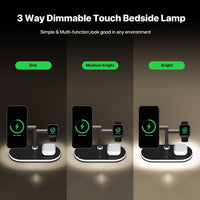 4-in-1 Magnetic Wireless Charging Station for iPhone Apple Watch Earbuds with Night Light Black