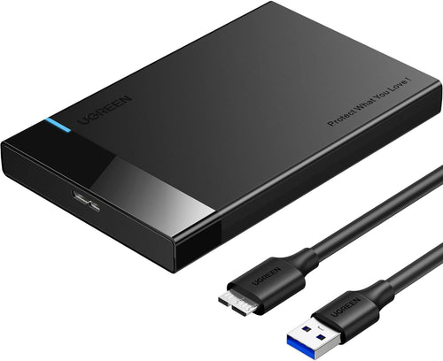 UGREEN 2.5 Inch Hard Drive Enclosure, 5Gbps SSD Enclosure, External USB 3.0 SATA HDD Caddy, SSD Reader UASP Supported, Hard Drive Caddy Compatible with 2.5 Inch SSD HDD EVO 870 WD Crucial Drive