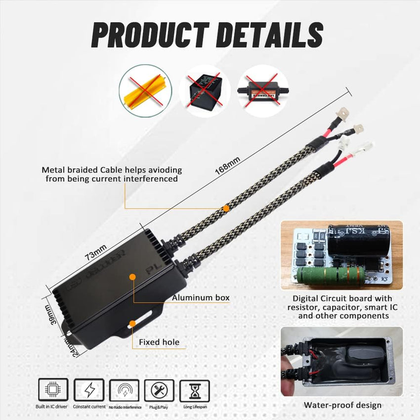D-Lumina H1/H3 LED Load Resistive Connectors LED Bulbs Error Free Anti Flickering Resistor Decoder Adapter Warning Canceller Capacitors