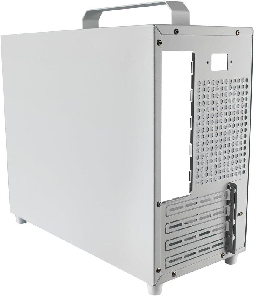 ALAMENGDA V500 Mini Portable M-ATX/ITX Computer Case, Mini-Tower CASE, Full Side Acrylic Transparent DIY Desktop Case with Handle, Support 320MM GPU Size (White-2.0)