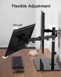 ErGear Dual Monitor Stand for 13Ã¢ÂÂ- 32Ã¢ÂÂ Screen, Freestanding Dual Monitor Arm Desk Mount with Sturdy Base, Adjustable Double Monitor Stand Hold 8KG/Arm