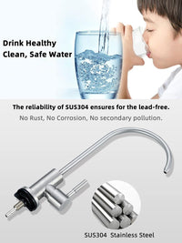 Drinking Water Tap,Easy to Install Sink Water Filter Tap,Lead-Free Reverse OsmosisTap for Kitchen Bar Sink,Brushed Nickel SUS304 Stainless Steel (Large)