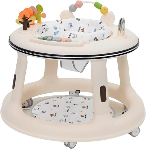 Baby Walker Height Adjustable with Music & Light,Kids Activity Walker Sit and Stand with 360Â° Quiet Wheels,Swivel Seat,Foot Pad and Game Play Center,Gift for Girls Boys Toddler,White