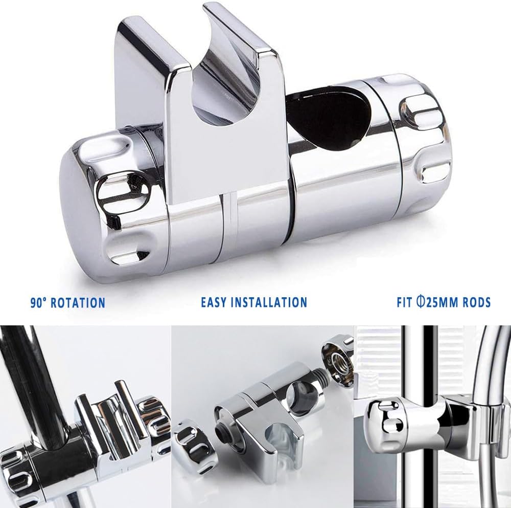 1PC Shower Head Holder Bathroom Adjustable Chrome Slider Handheld Shower Head Bracket Fasteners to Fit 25mm Riser Rail